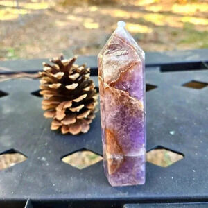 🔮 Dream Amethyst Mixed w/ Agate Natural Crystal Tower Point Cut Stone